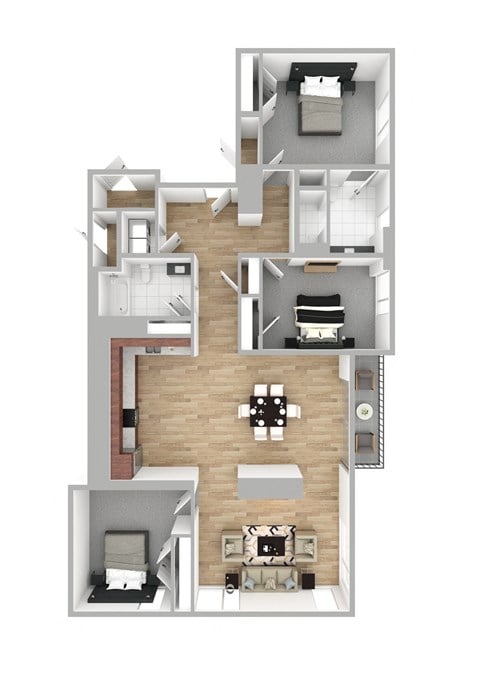 Floor plan for 2 beds, 2 baths, 3988 sqft
